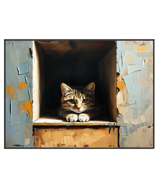 Chat curieux dans le coin