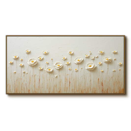 مرج الزهور البيضاء بأسلوب بسيط