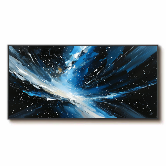 انفجار كوني تجريدي بدرجات اللون الأزرق