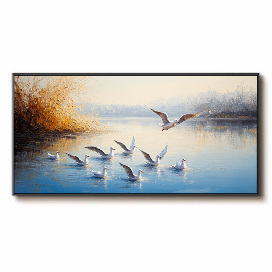 Mouettes au bord de l'eau