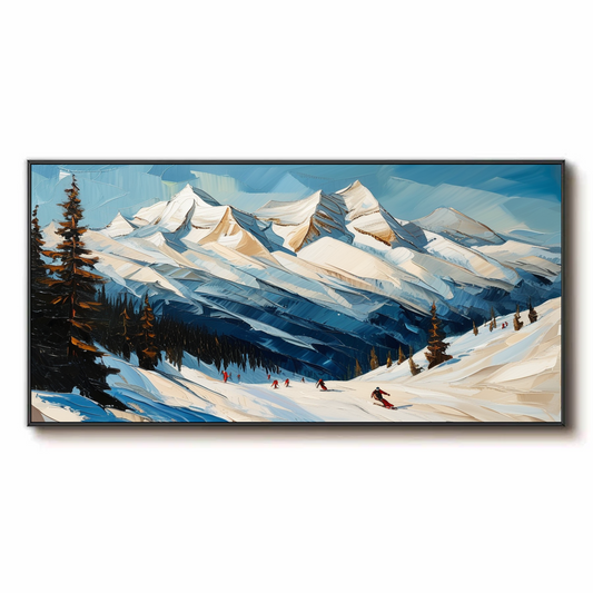 Ski dans les montagnes enneigées