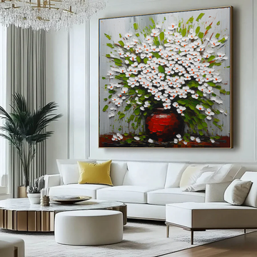 Blossoming Elegance in a Scarlet Vase