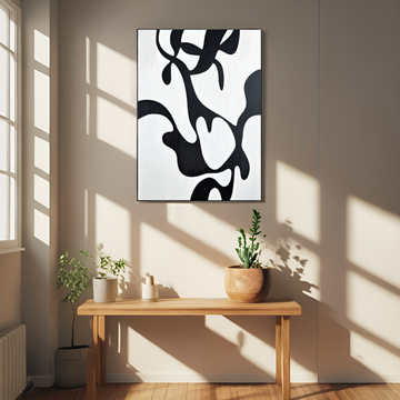 Abstract Flow: The Dance of Black and White Forms