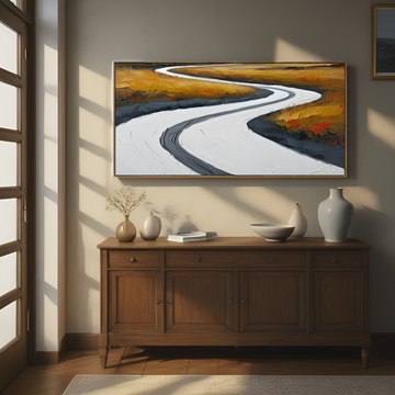 طريق متعرج عبر حقل ذهبي