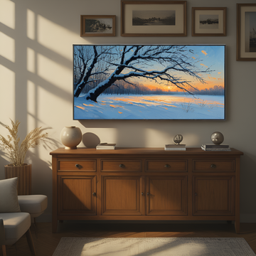 Snowy Landscape at Sunset