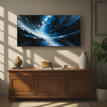Abstract Cosmic Explosion in Blue Tones