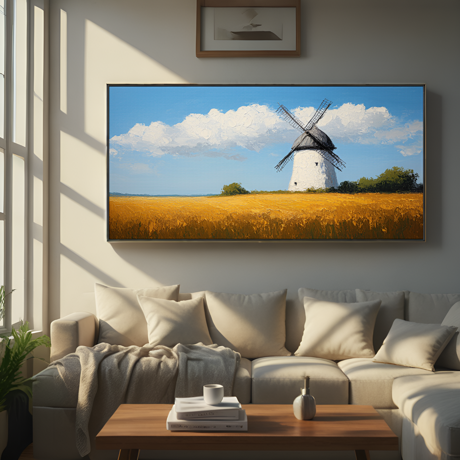 Windmill in a Golden Field – Rainbow Oil Painting