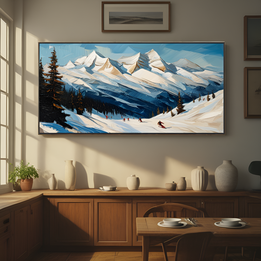 Ski dans les montagnes enneigées