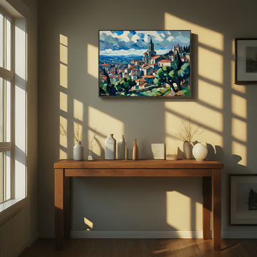 Panoramic View of a Hilltop Town