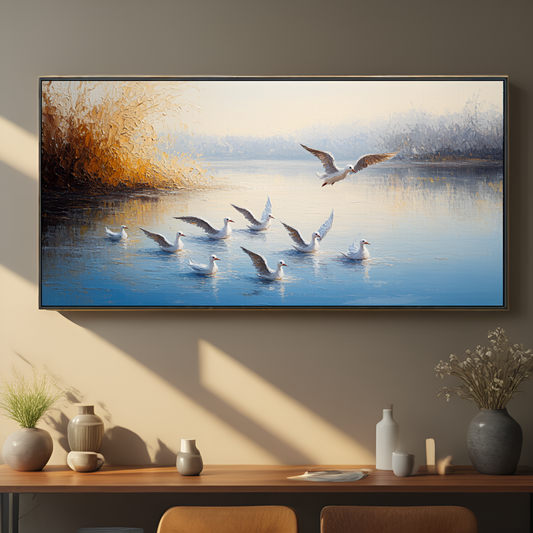 Mouettes au bord de l'eau