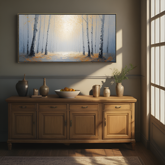 Forêt de bouleaux enchantée en automne