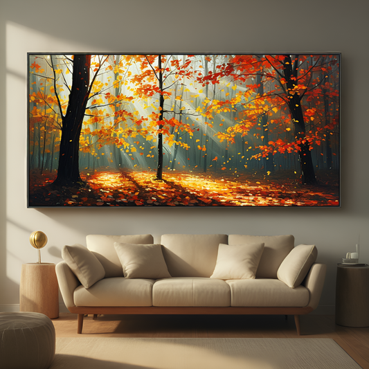 Forêt d'automne dans la lumière dorée