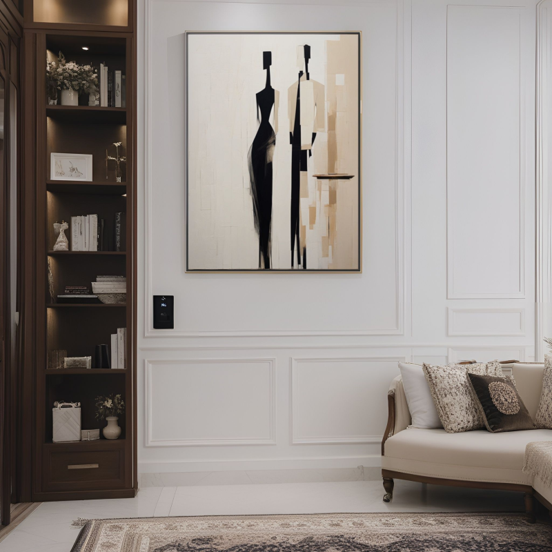 Elegant Encounter: The Abstract Duo in Monochrome Tones