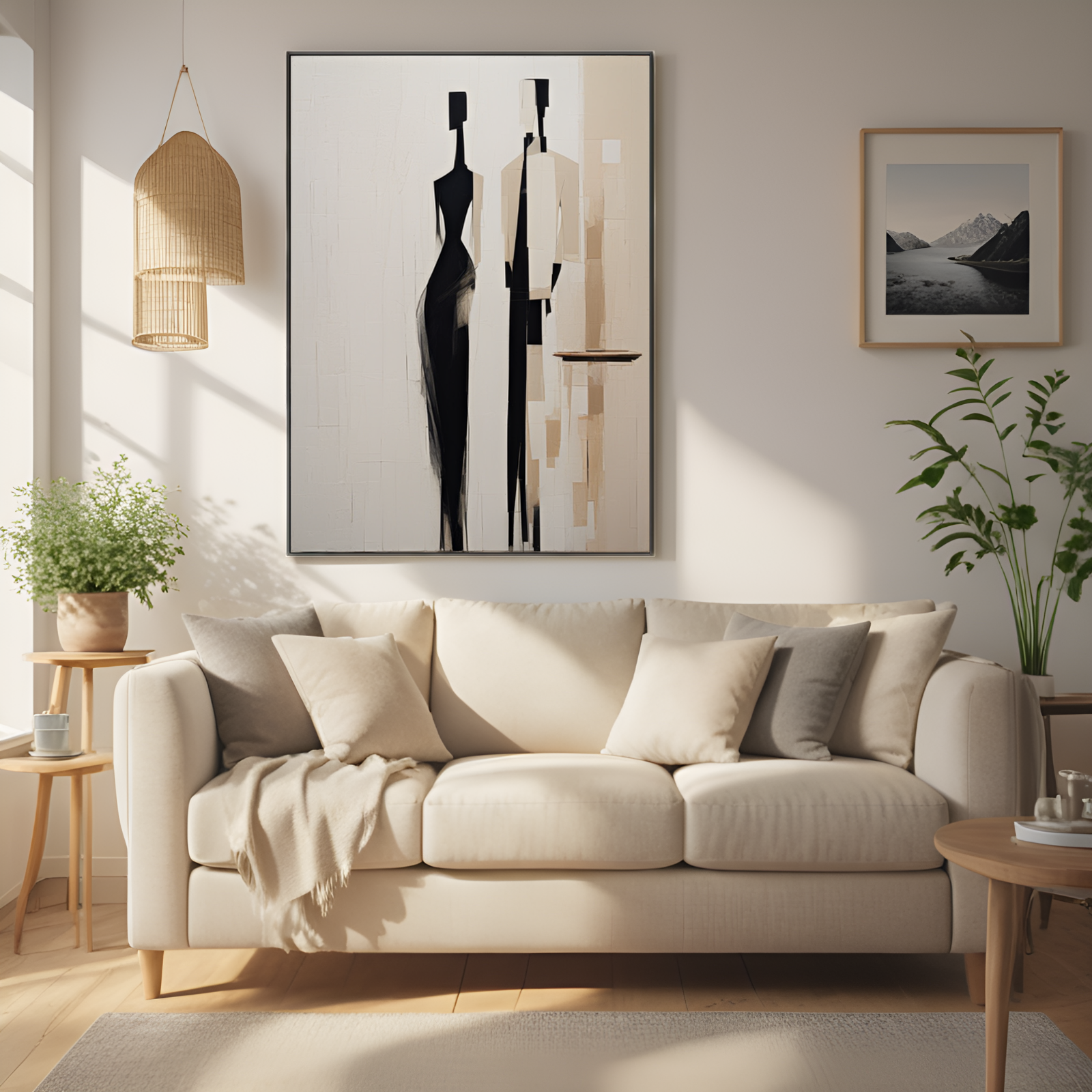 Elegant Encounter: The Abstract Duo in Monochrome Tones