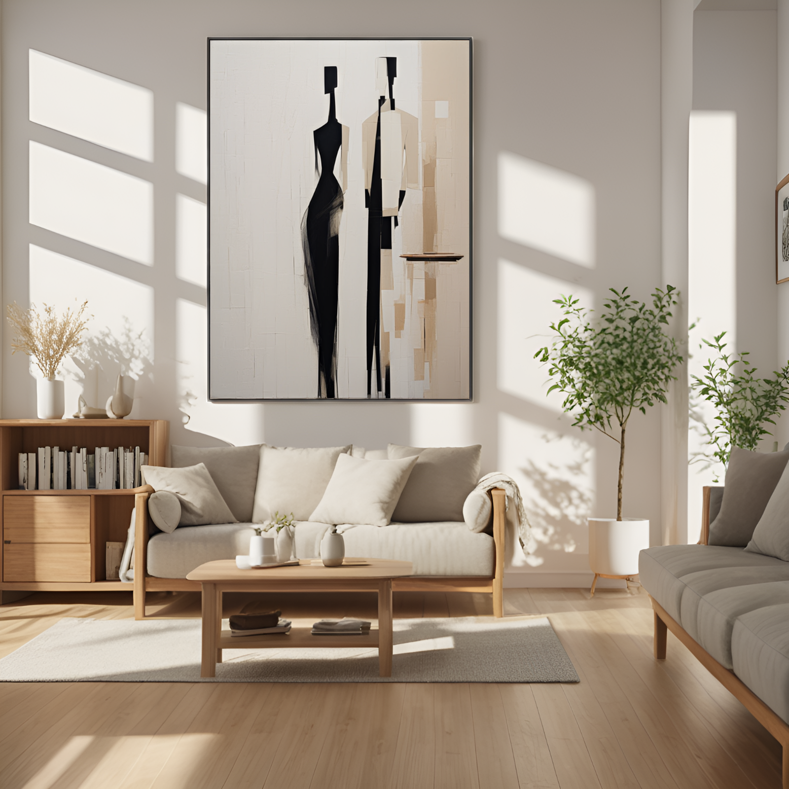 Elegant Encounter: The Abstract Duo in Monochrome Tones