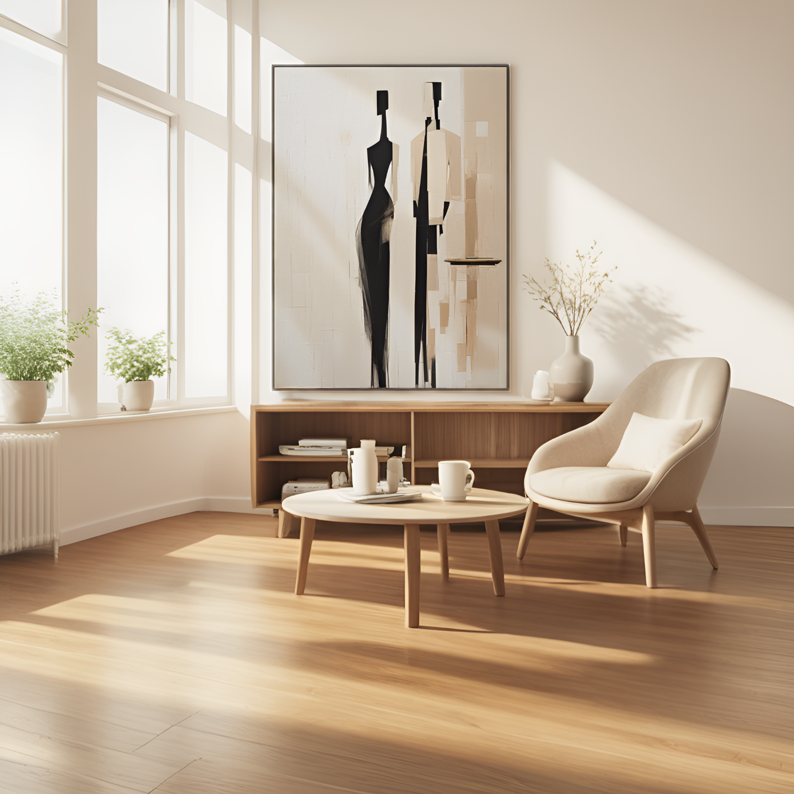Elegant Encounter: The Abstract Duo in Monochrome Tones