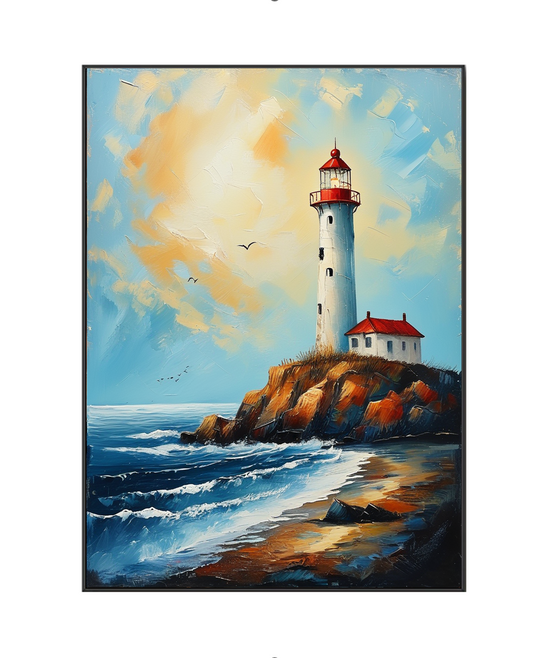 Guiding Light on the Coast: A Serene Maritime Scene