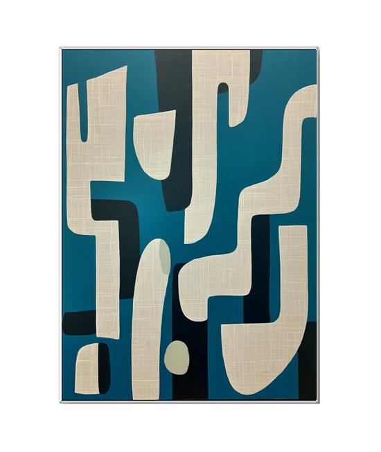 Geometric Reverie in Blue: The Dance of Shapes