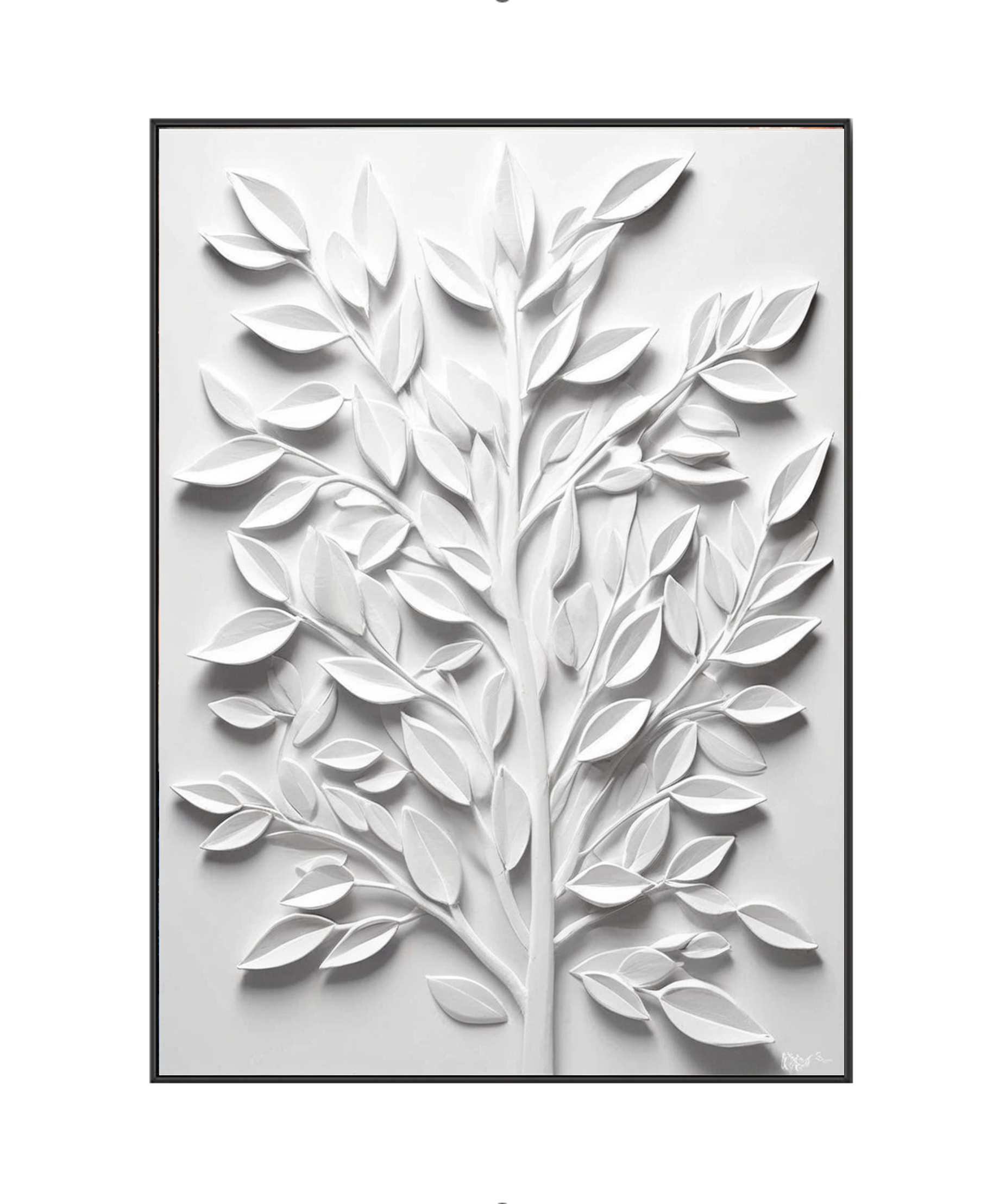 Ethereal White Foliage: The Serenity of a Leafy Branch