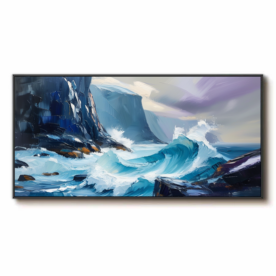 Tempestuous Sea against Rocky Cliffs