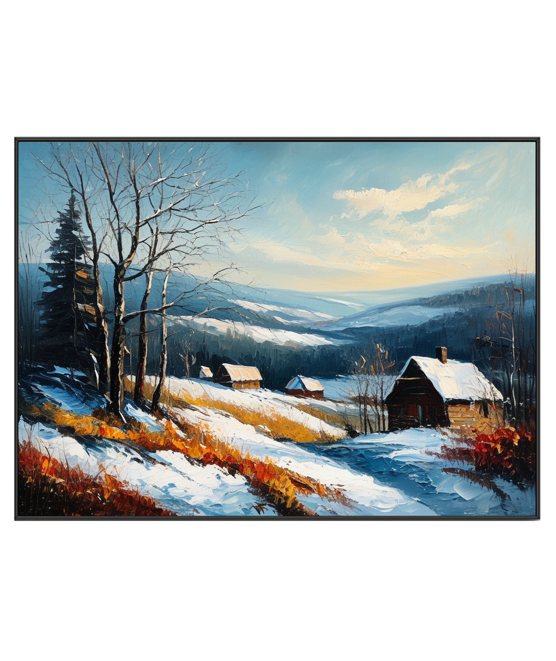 Winter Serenity in Rural Landscape