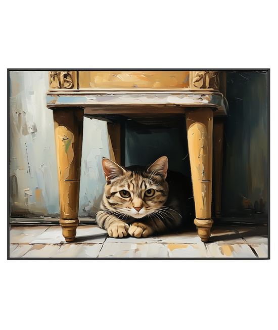 Tabby Cat in Hiding