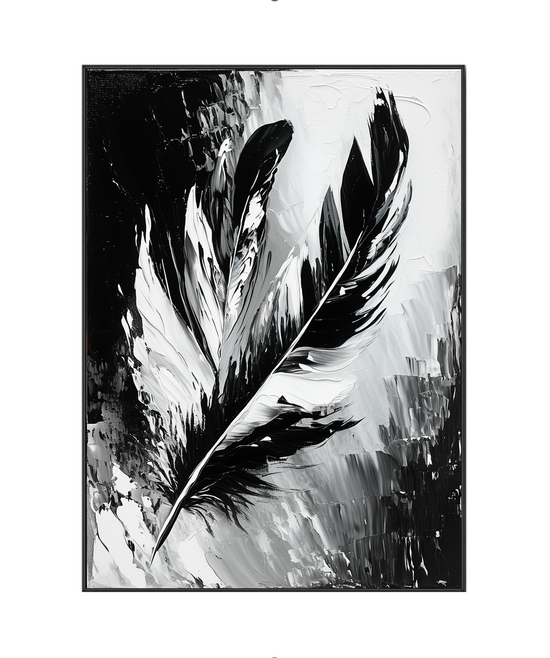 Ethereal Impressions: The Monochrome Feather