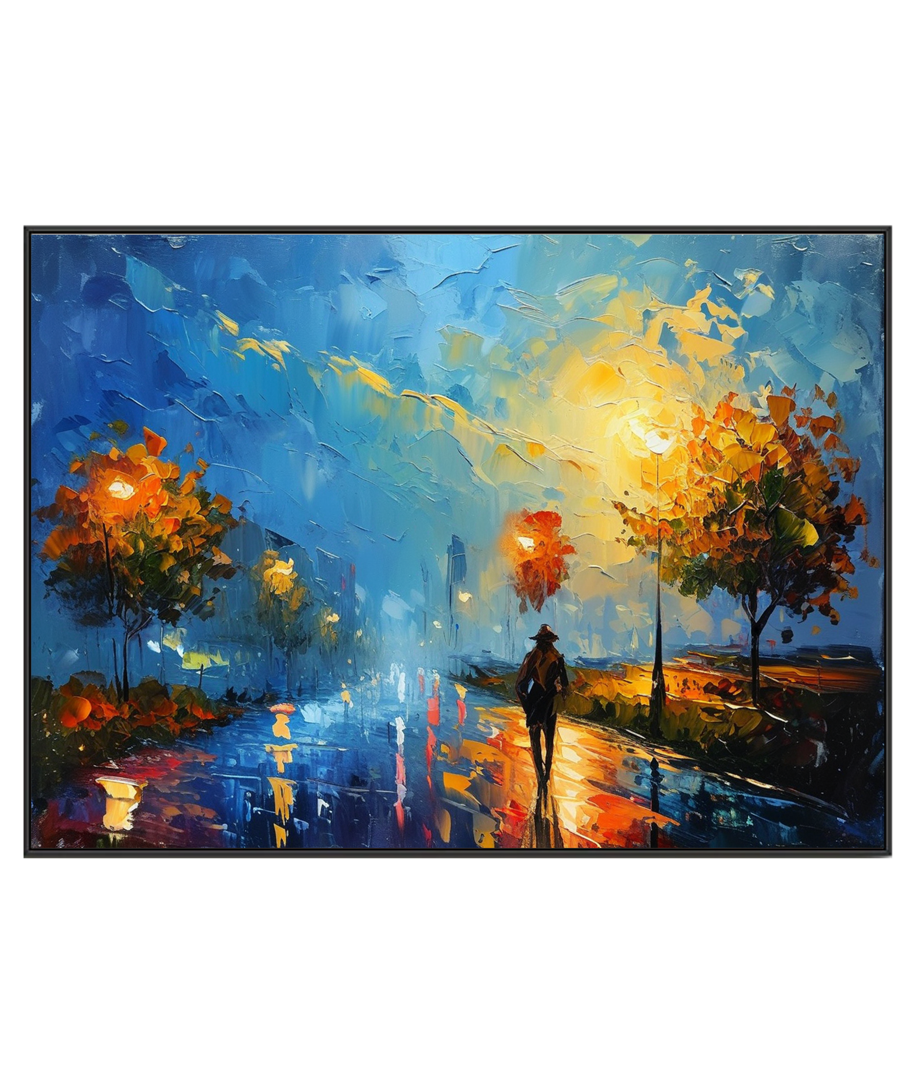 Solitary Stroll on a Rainy Evening
