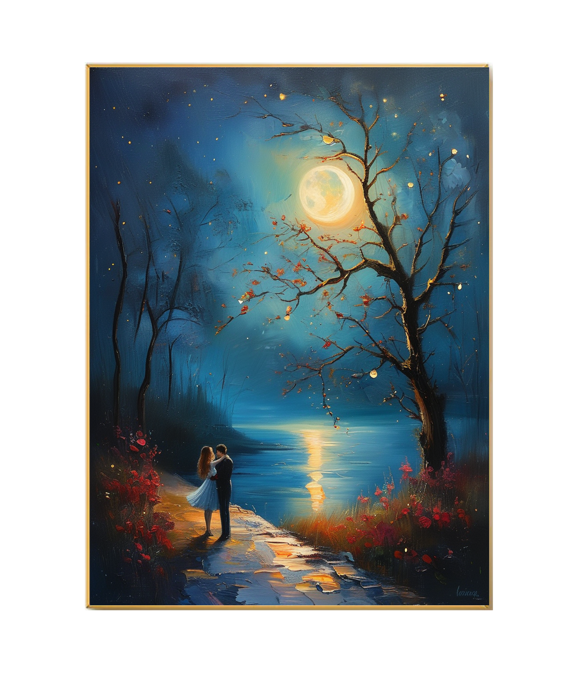 Moonlit Embrace by the Lakeside