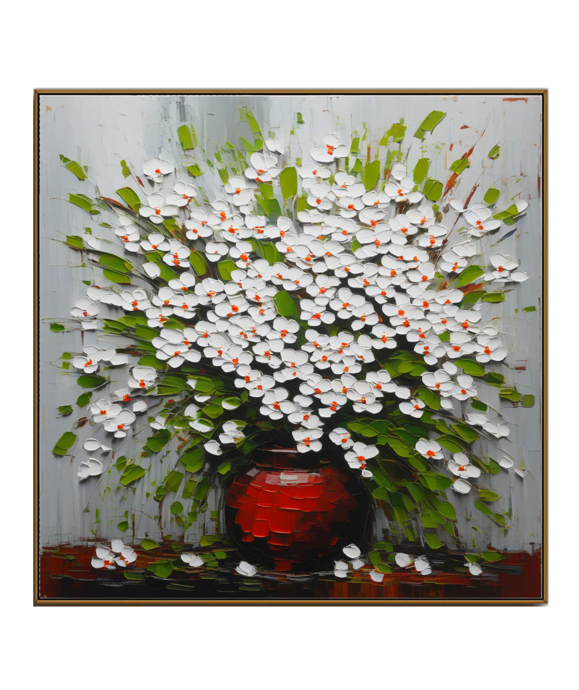 Blossoming Elegance in a Scarlet Vase