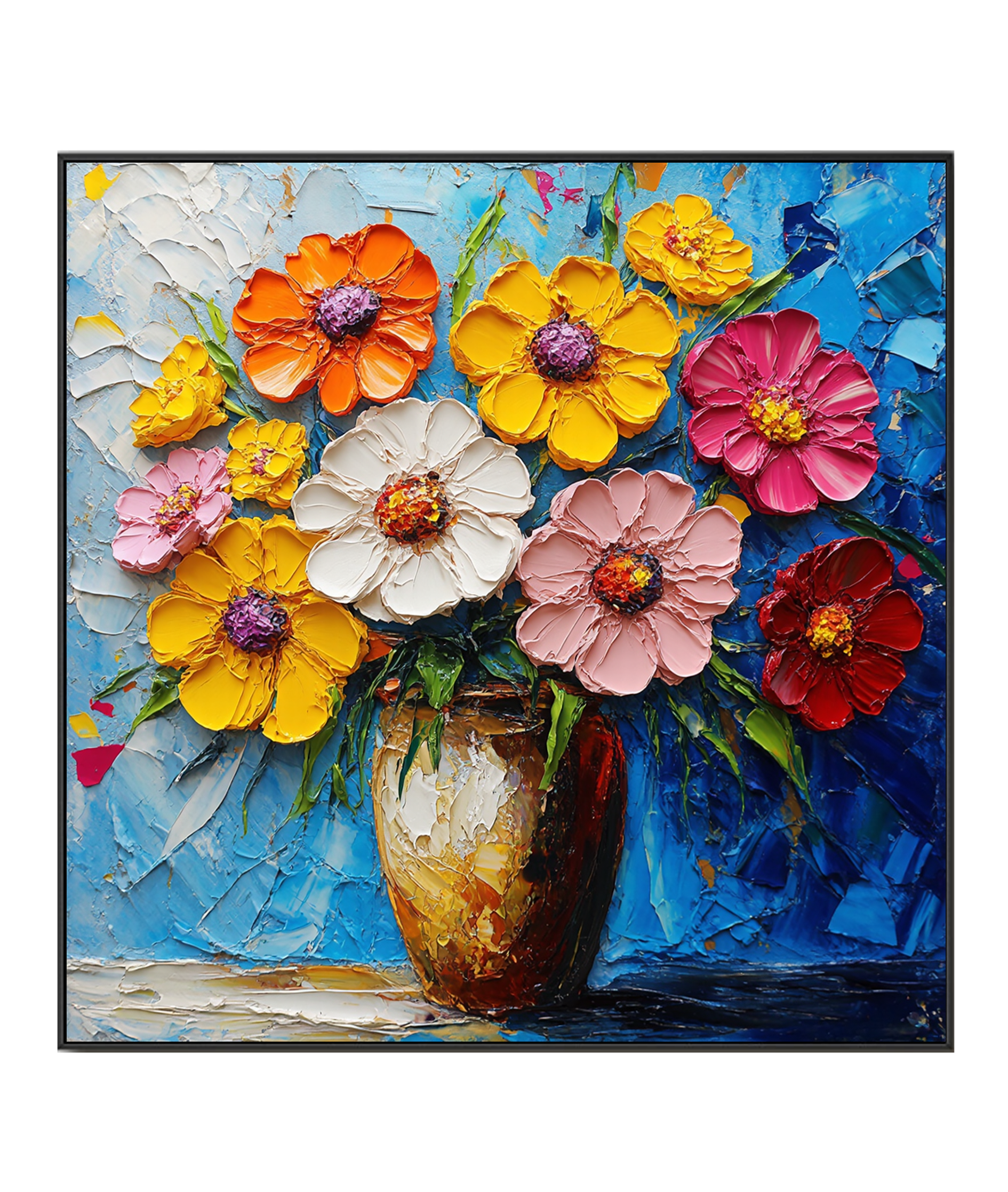 Colorful Extravaganza of Blossoms in Vase
