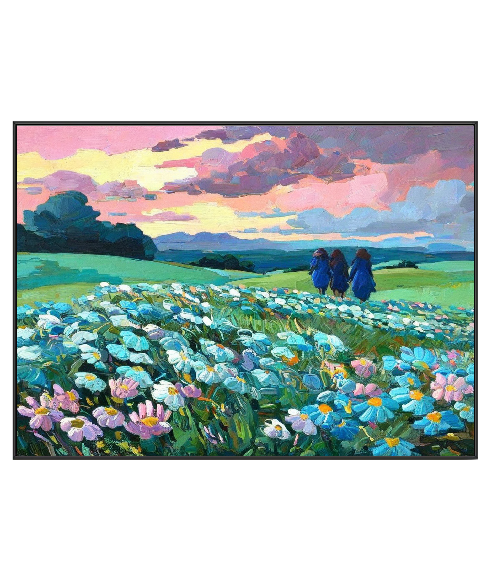 Evening Stroll in the Flower Field
