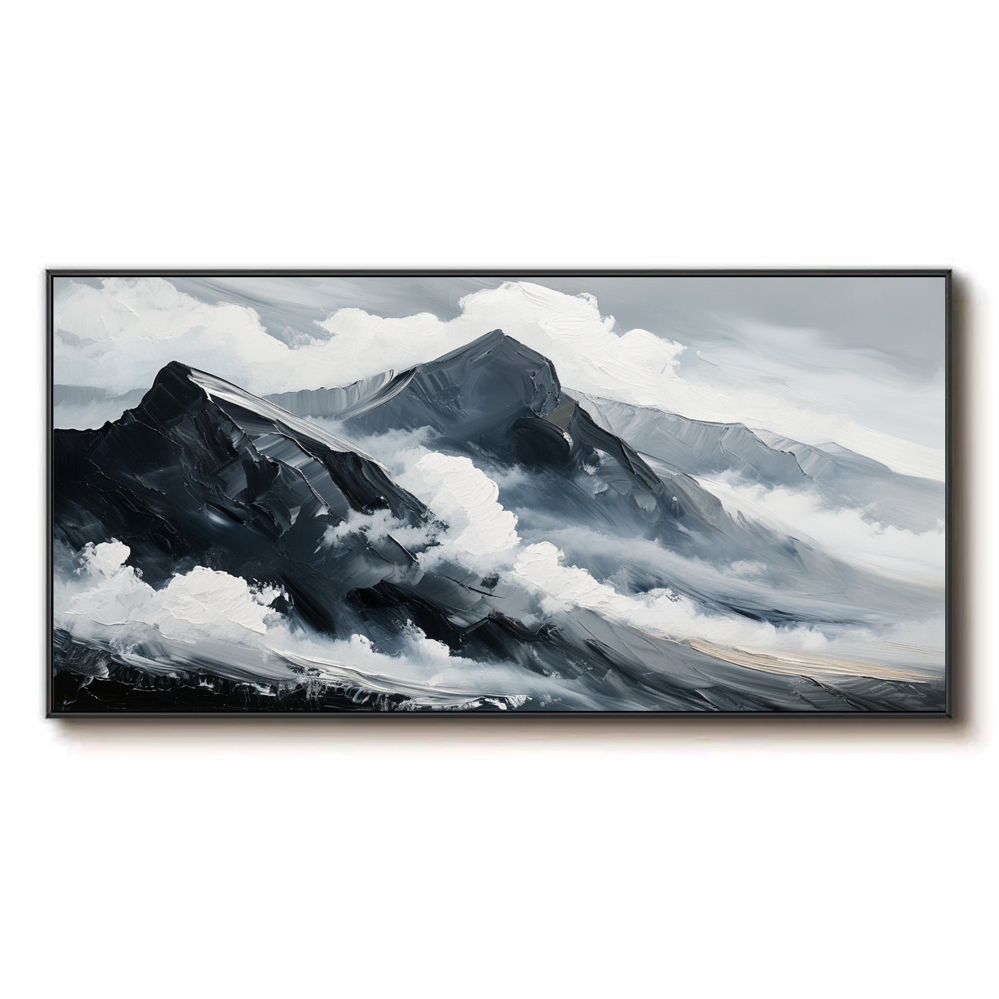 Mountain Peaks Enshrouded in Clouds