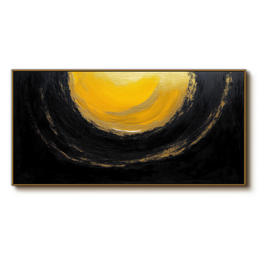 Abstract Golden Orb on Black Background