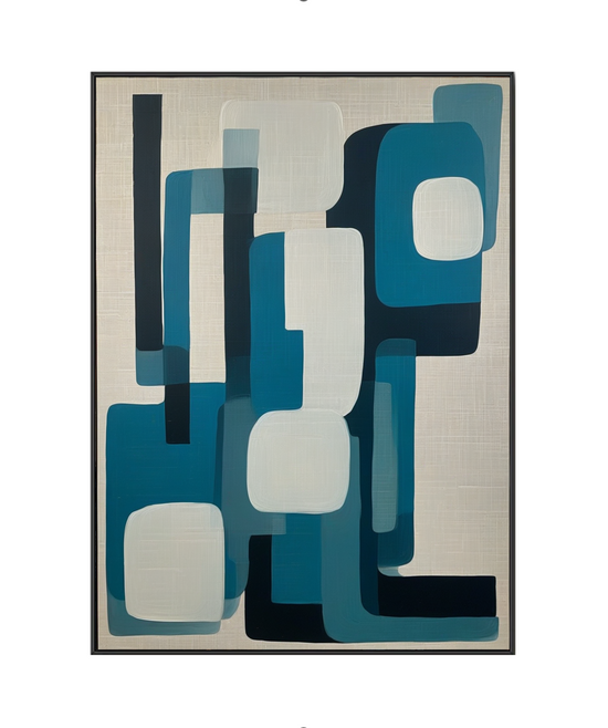Blue - Toned Abstraction: The Interplay of Geometric Forms