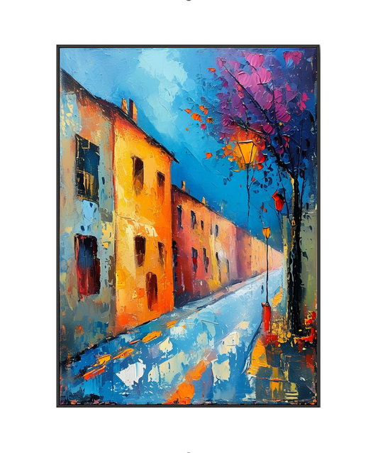 Soirée enchantée sur la rue pavée 
