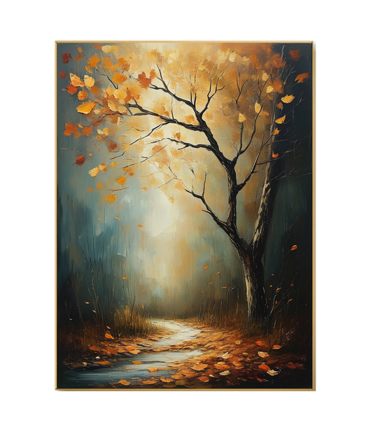 Autumn Reverie: The Enchanted Path Under the Golden Tree
