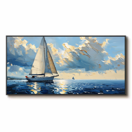 Sailboat on a Serene Sea under Cloudy Sky