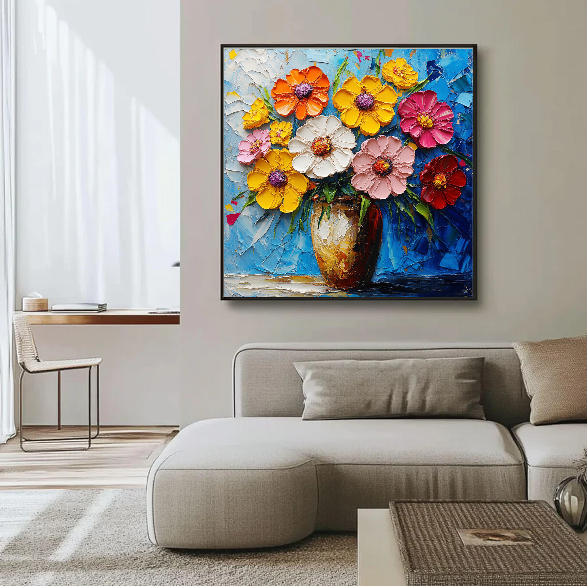 Colorful Extravaganza of Blossoms in Vase
