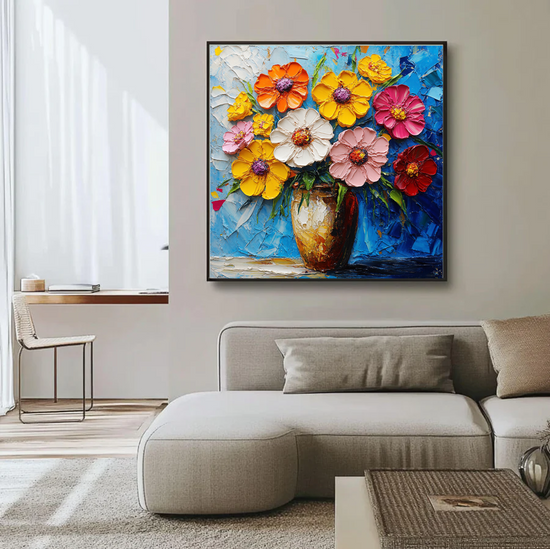 Colorful Extravaganza of Blossoms in Vase