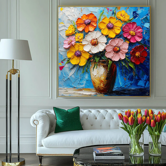 Colorful Extravaganza of Blossoms in Vase