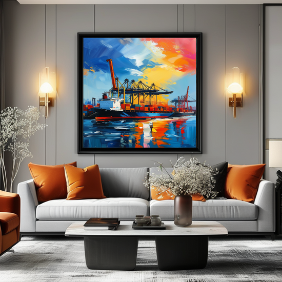 Harbor at Dusk: A Symphony of Colors and Commerce