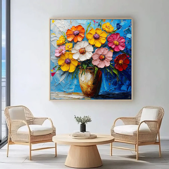 Colorful Extravaganza of Blossoms in Vase