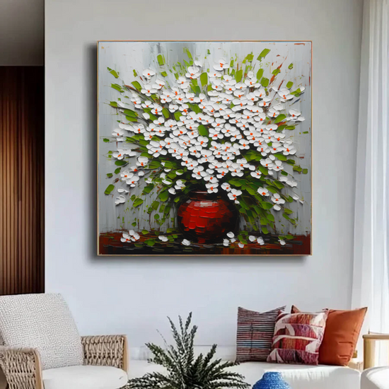 Blossoming Elegance in a Scarlet Vase