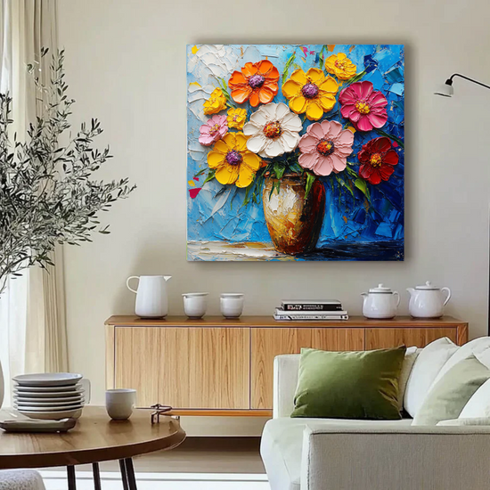 Colorful Extravaganza of Blossoms in Vase