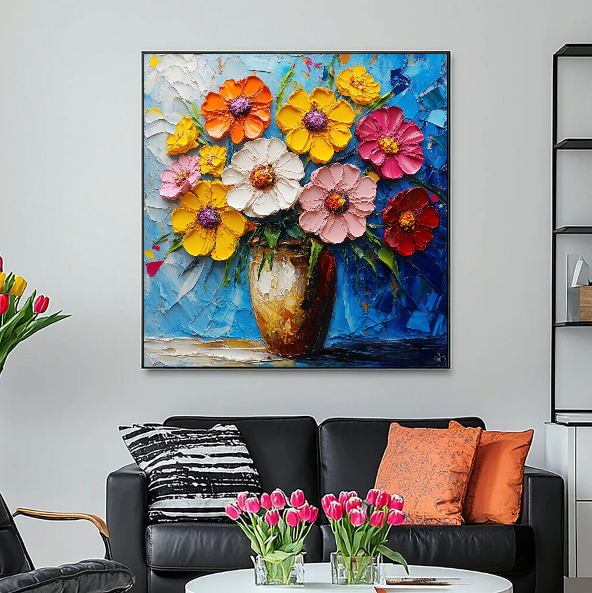 Colorful Extravaganza of Blossoms in Vase