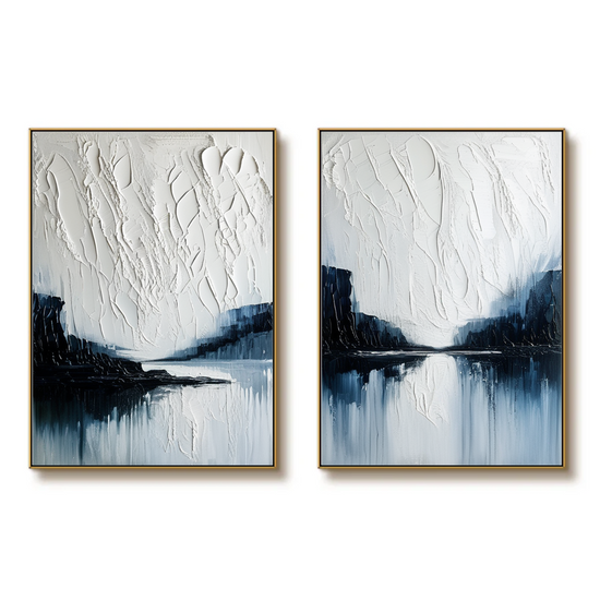 Reflet gelé : la sérénité des eaux monochromes 