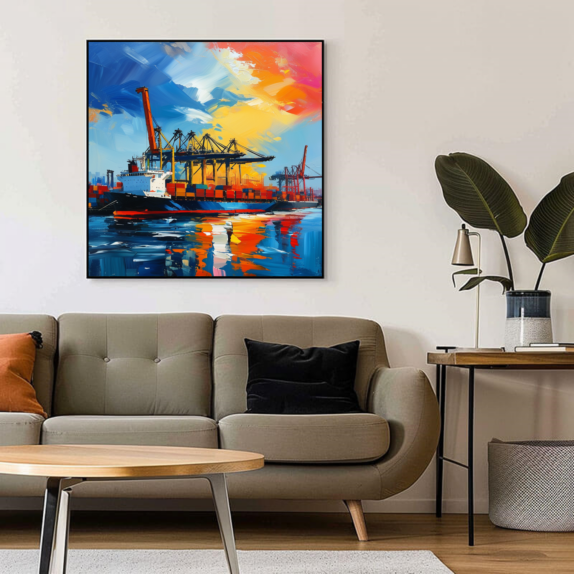 Harbor at Dusk: A Symphony of Colors and Commerce