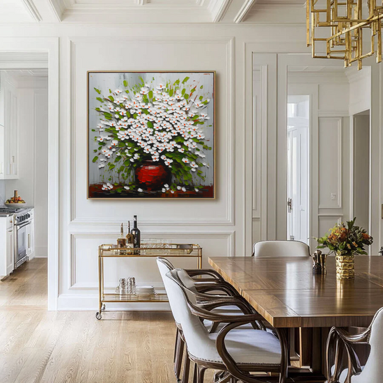 Blossoming Elegance in a Scarlet Vase