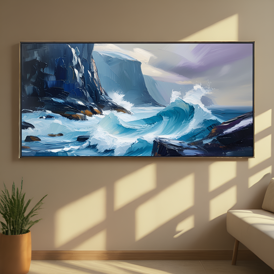 Tempestuous Sea against Rocky Cliffs